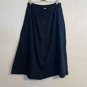 Pact Organic Cotton Front Pleated Midi Skirt XL Sustainable Minimalist